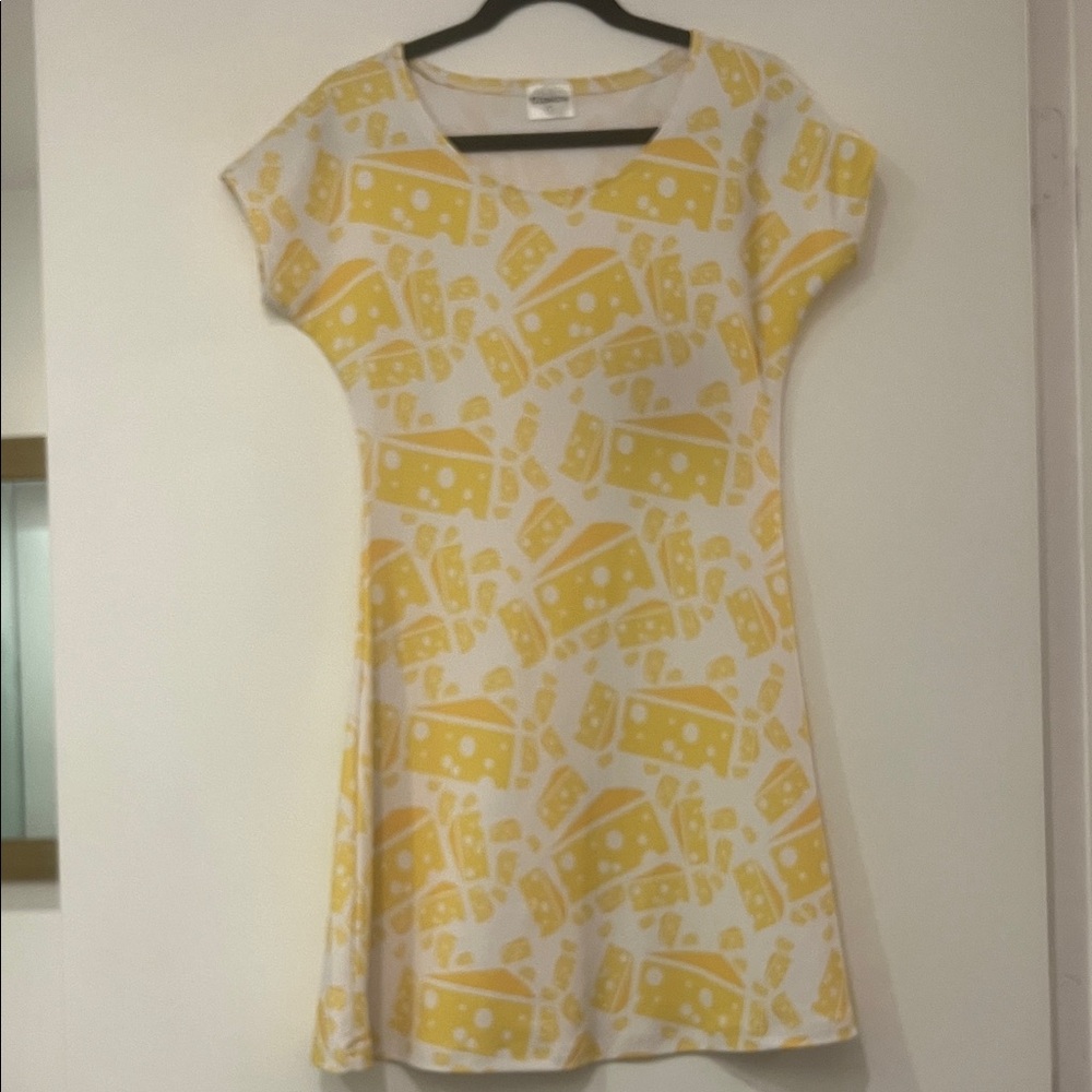 Cheese print stretchy dress- Swiss cheese pattern- cheesemonger foodie dress